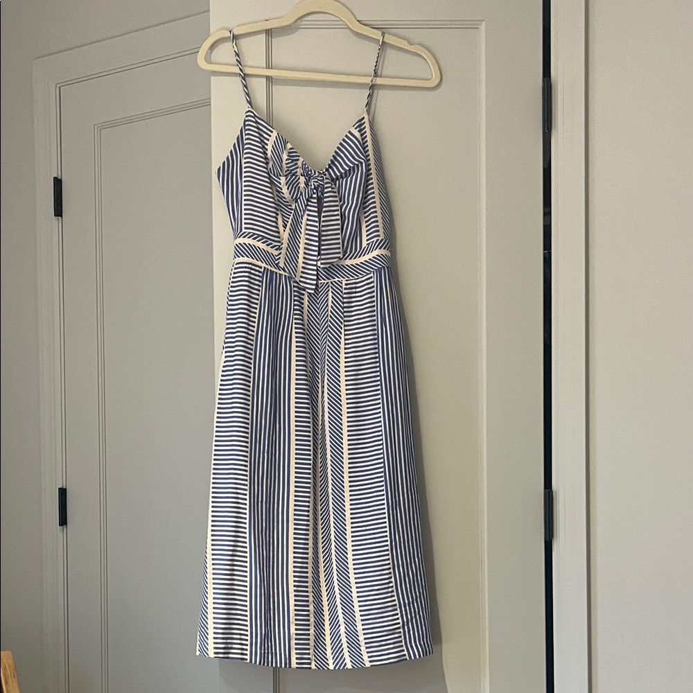 Lush Navy and White Striped Midi Dress